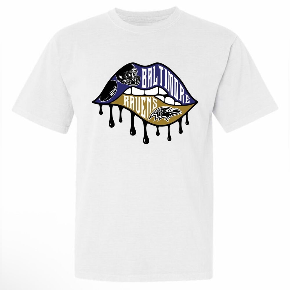 White T-Shirt with Baltimore Ravens Graphic